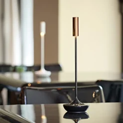 Sigor Nucandle LED genopladelig bordlampe, sort/kobber, IP54, dæmpbar