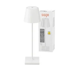 Nuindie LED genopladelig bordlampe, USB-C, hvid, IP54, dæmpbar^Sigor Online