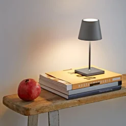 Nuindie mini LED genopladelig bordlampe, USB, grafit, IP54, dæmpbar^Sigor Outlet