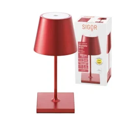Sigor Nuindie mini LED genopladelig bordlampe, Easy Connect, rød, dæmpbar