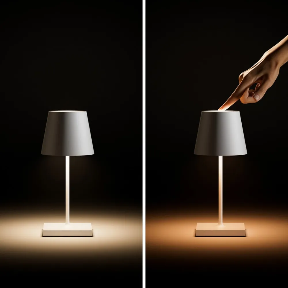 Nuindie mini LED genopladelig bordlampe, USB-C, hvid, IP54, dæmpbar^Sigor Discount