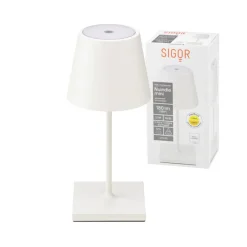 Nuindie mini LED genopladelig bordlampe, USB-C, hvid, IP54, dæmpbar^Sigor Discount