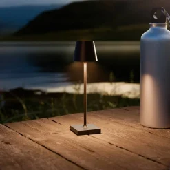 Sigor Nuindie pocket LED genopladelig bordlampe, sort, IP54, dæmpbar