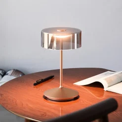 Numotion LED genopladelig bordlampe, bronze, glas, IP54, dæmpbar^Sigor Outlet