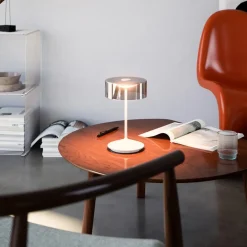 Sigor Dekorationsbelysning>Numotion LED genopladelig bordlampe, hvid, glas, IP54, dæmpbar