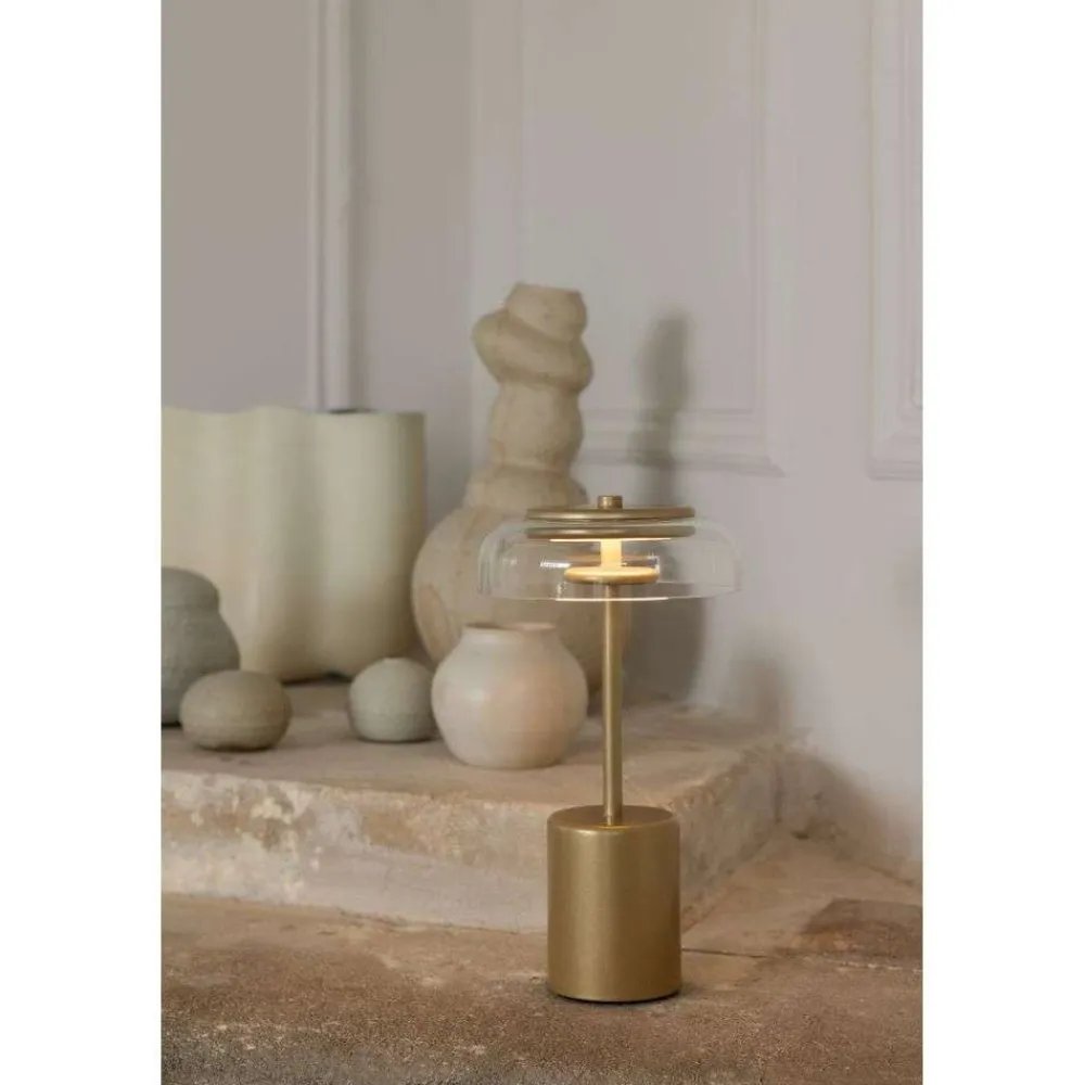 Nuura LED-batteridrevet bordlampe Blossi, højde 26 cm, guldfarvet/klar^Nuura Aps Discount