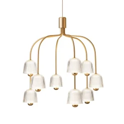 Nuura LED-lysekrone Asteea 9, Ø 66 cm, messingfarvet/klar^Nuura Aps Sale