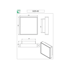 Oban væglampe, 30 cm x 30 cm, sensor, 2 x E27, hvid, IP65^Fabas Luce
