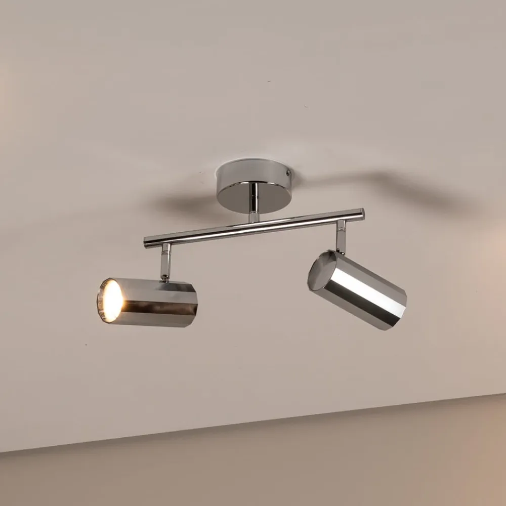 Oktano loftspot, kromfarvet Længde 30 cm 2 lyskilder metal^Lucea