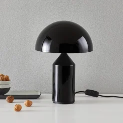 Oluce Bordlamper>Atollo bordlampe, aluminium, Ø 25 cm, sort