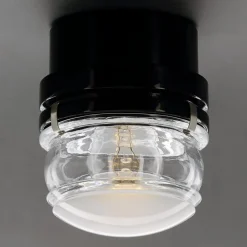 Oluce LED-væglampe Fresnel, sort, aluminium, glas, 2.700 K