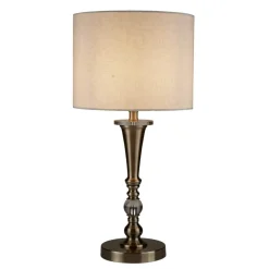 Searchlight Oscar bordlampe med skærm i hørlook