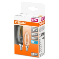 OSRAM Classic B LED-pære E14 4W 4.000K klar 2stk.