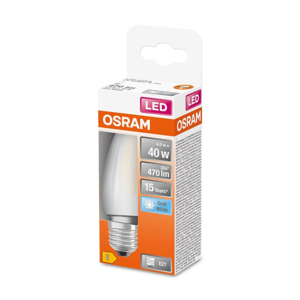 OSRAM Classic LED-kerte E27 4 W 4.000 K mat