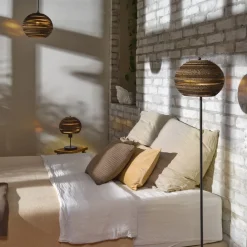 gulvlampe BALL, brun, højde 160 cm, bølgepap, E27^OSRAM Sale