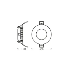 indbygget loftlampe med LED SLIM, Ø 9 cm, 3.000 K, hvid^OSRAM Clearance