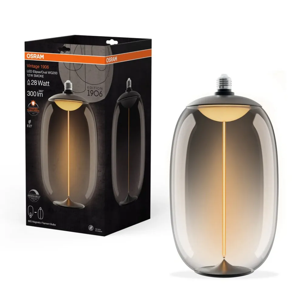 OSRAM Led Pærer>LED Big Elipse Oval E27 12W 818 Filament smoke dæmpbar