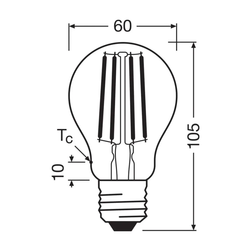 OSRAM Led Pærer>LED glødepære E27 2,2W filament 2.700K 470lm 2-pak