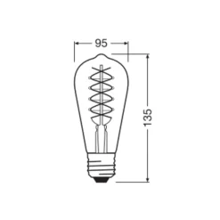 OSRAM Dæmpbar Led-Pære|Filament Pære>LED Vintage 1906 Edison, guld, E27, 7 W, 2.200 K, dim.