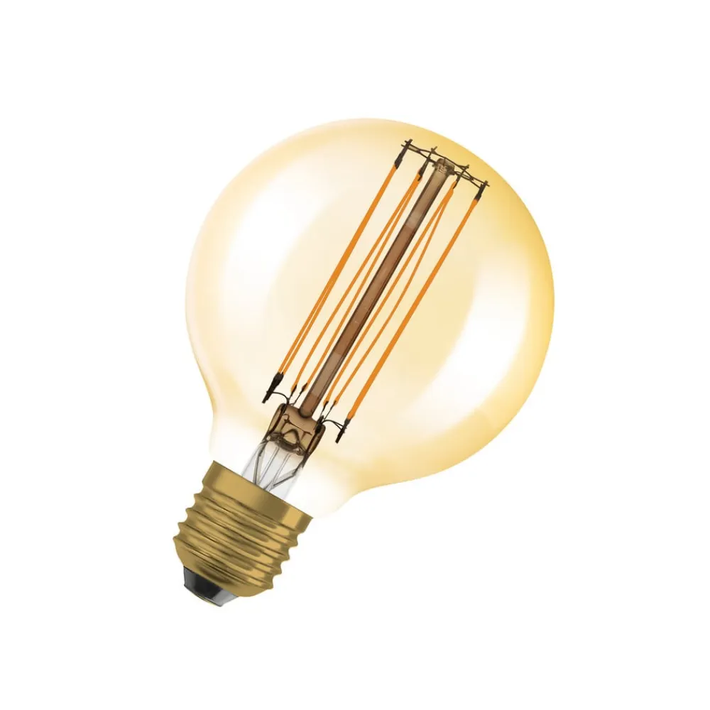 OSRAM Filament Pære>LED Vintage 1906, G80, E27, 5,8 W, guld, 2.200 K, dim.