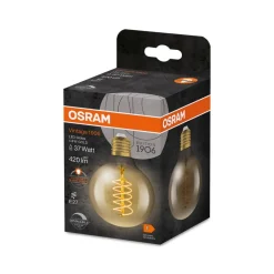 OSRAM LED Vintage 1906, G80, E27, 4,8 W, guld, 2.200 K, dim.