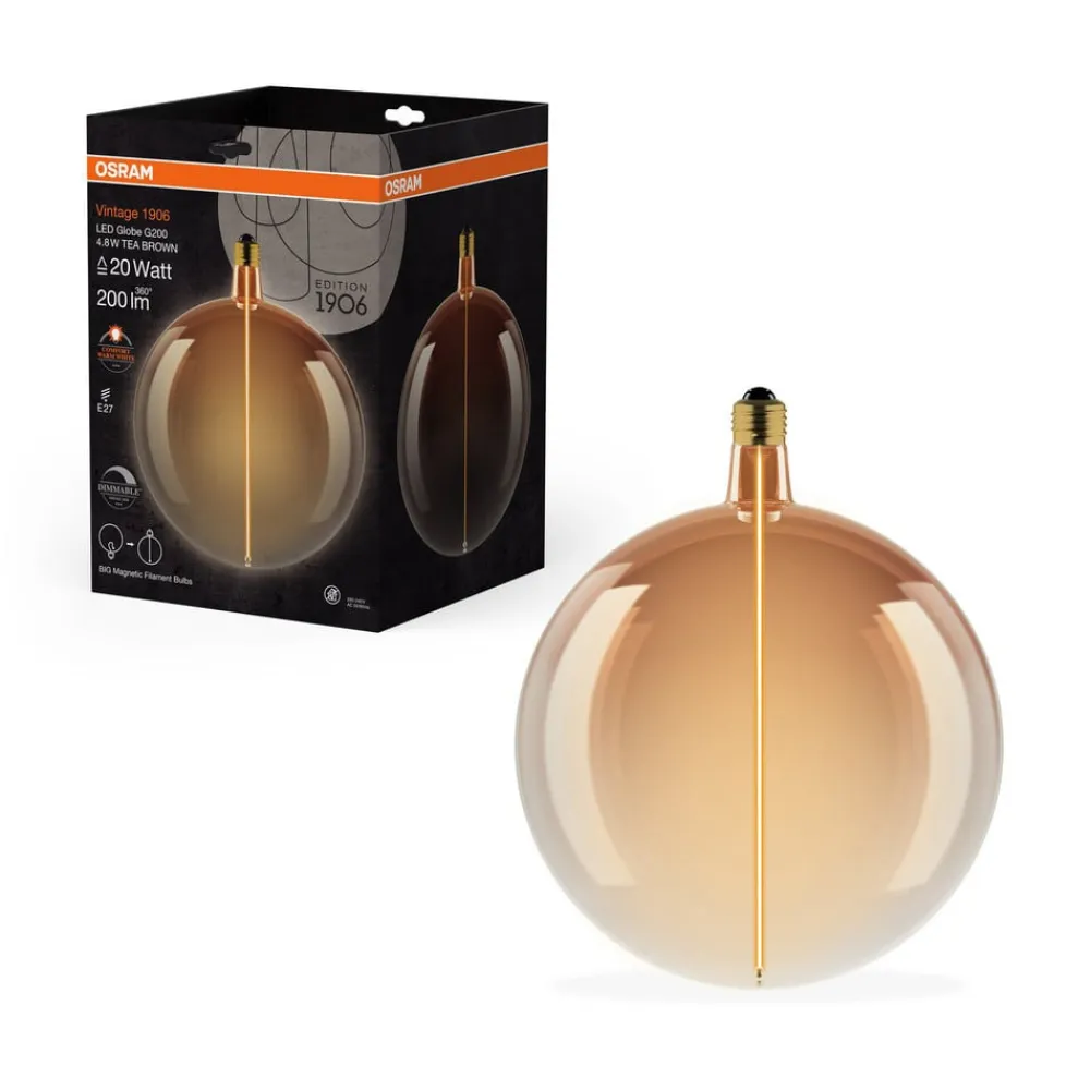 OSRAM Led Pærer>LED Vintage Big Globe E27 4,8W 818 Filament brun dæmpbar