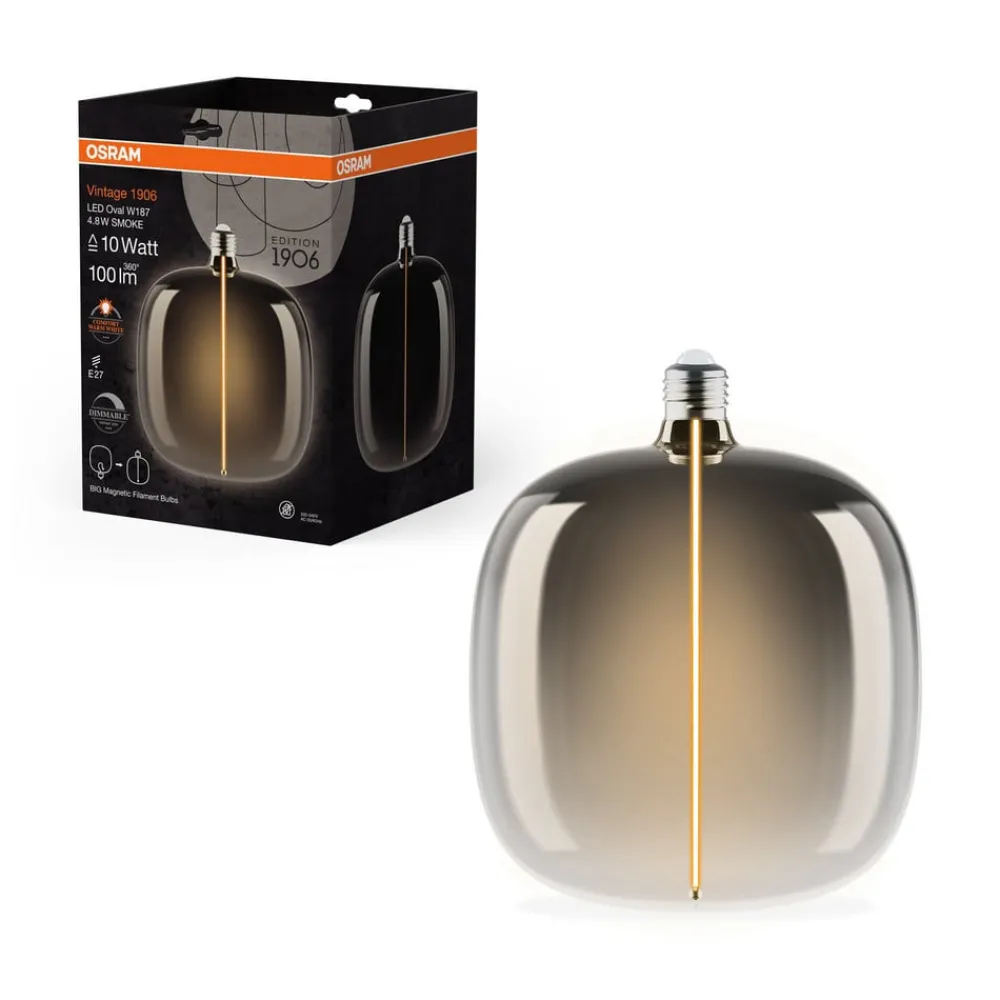OSRAM Led Pærer>LED Vintage Big Oval E27 4,8W 818 Filament smoke dæmpbar