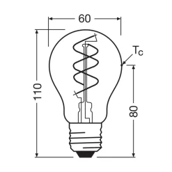 OSRAM Led Pærer>LED Vintage E27 8W 2.200K Spiral Filament clear dæmpbar