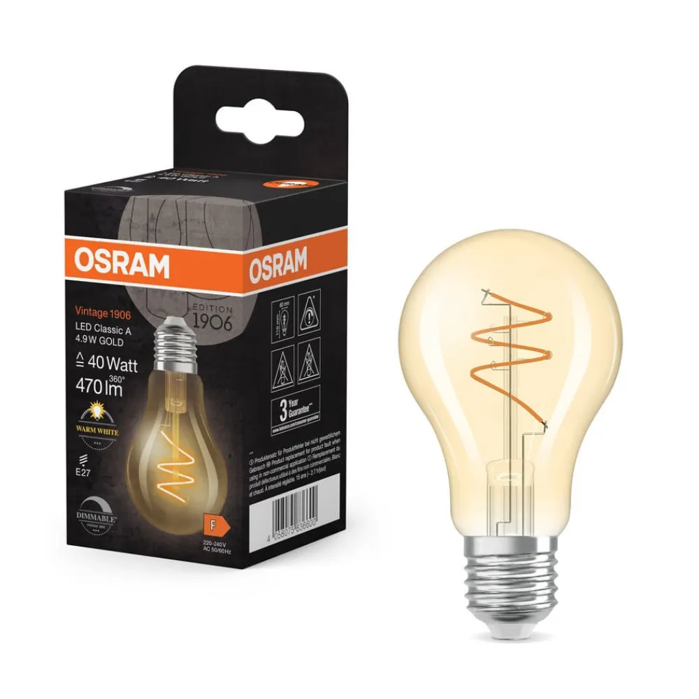 LED Vintage E27 4,9W 2.700K Spiral Filament gold dæmpbar^OSRAM