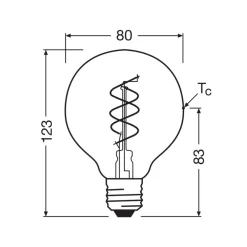 OSRAM Led Pærer>LED Vintage G80 E27 8W 922 Spiral Filament guld dæmpbar