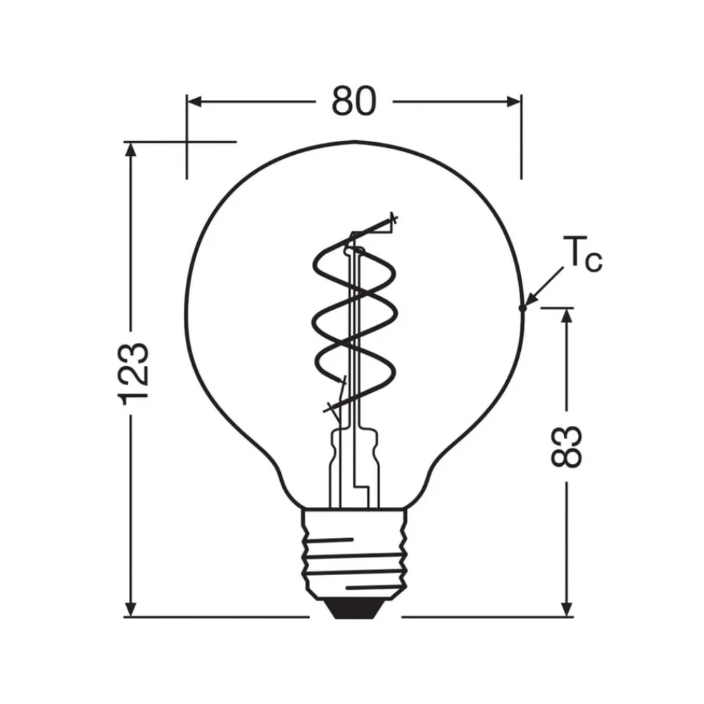 OSRAM Led Pærer>LED Vintage G80 E27 7,2W 927 Spiral Filament clear dæmpbar