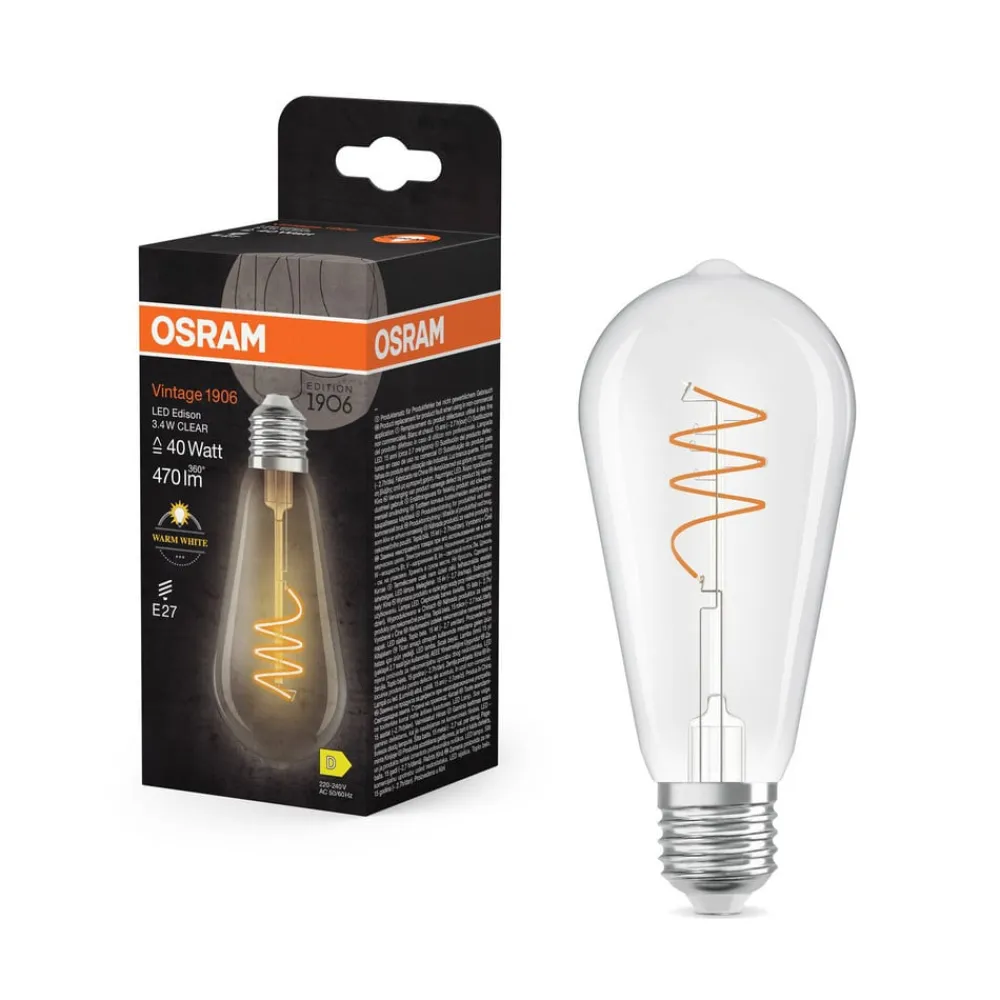 OSRAM Filament Pære>LED Vintage ST64 E27 3,4W 927 Spiral Filament clear