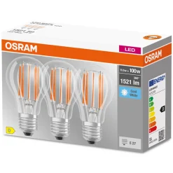 OSRAM Filament Pære|Led Pærer>LED-filamentpære E27 Base 11 W 4.000 K 3 stk