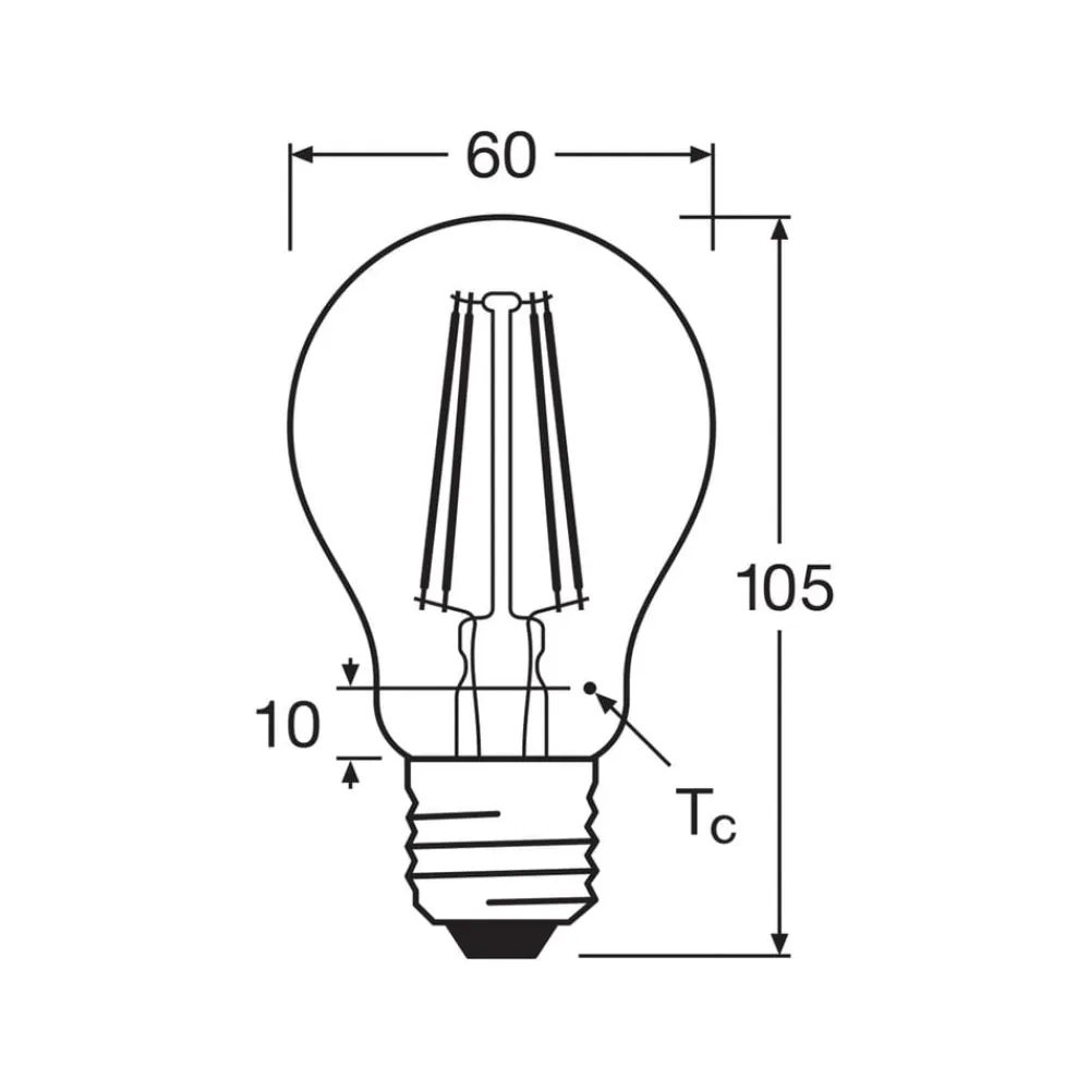 OSRAM LED-filamentpære E27 6,5W 827 4-pak