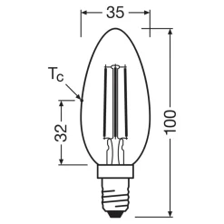 OSRAM Filament Pære>LED-filamentpære E14 3,8W 2700K 806lm
