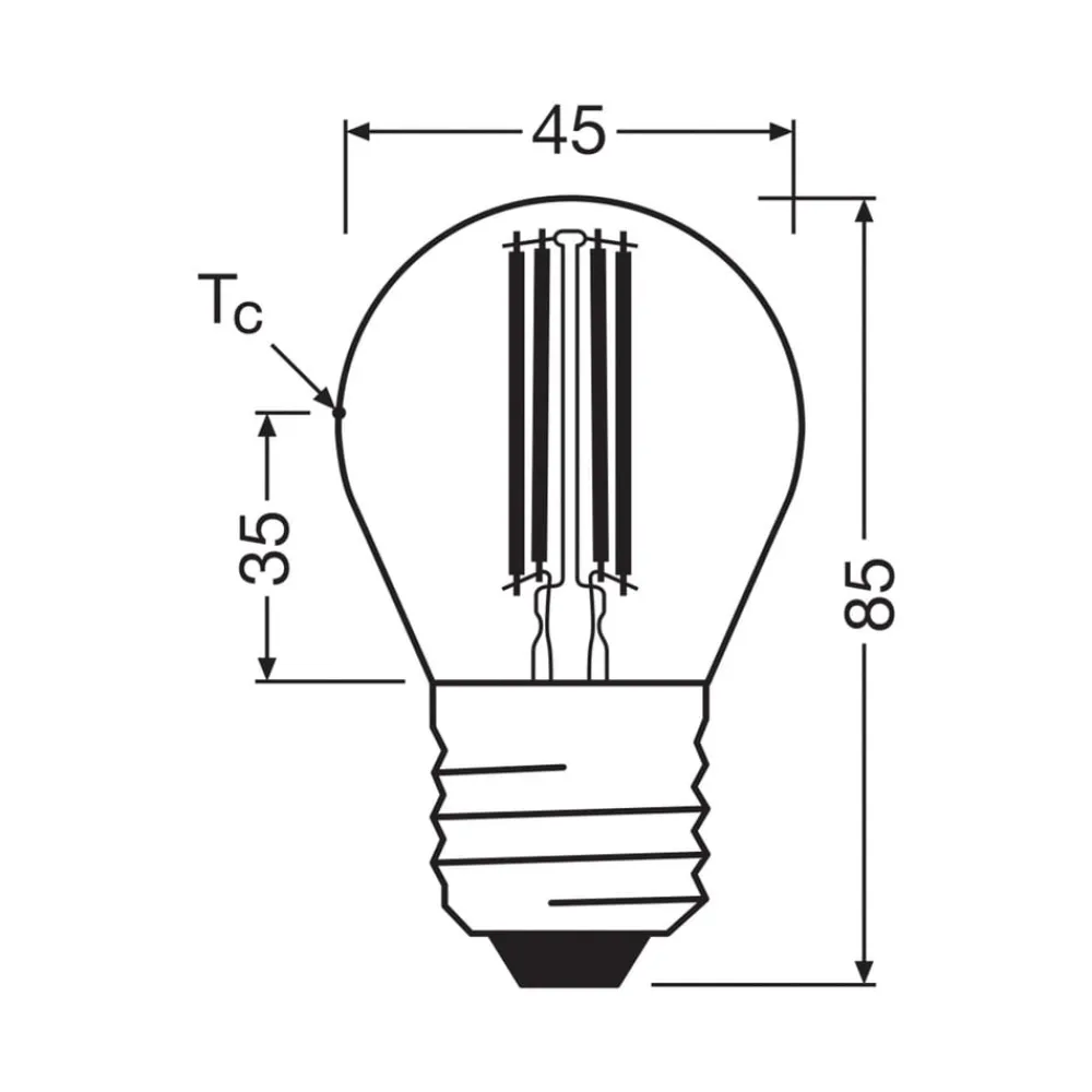 OSRAM LED-filamentpære E27 2,2W 2700K 470lm
