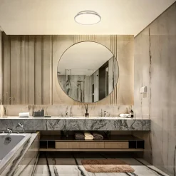 OSRAM LED-loftlampe BATHROOM, krom, Ø 30 cm, IP44, CCT