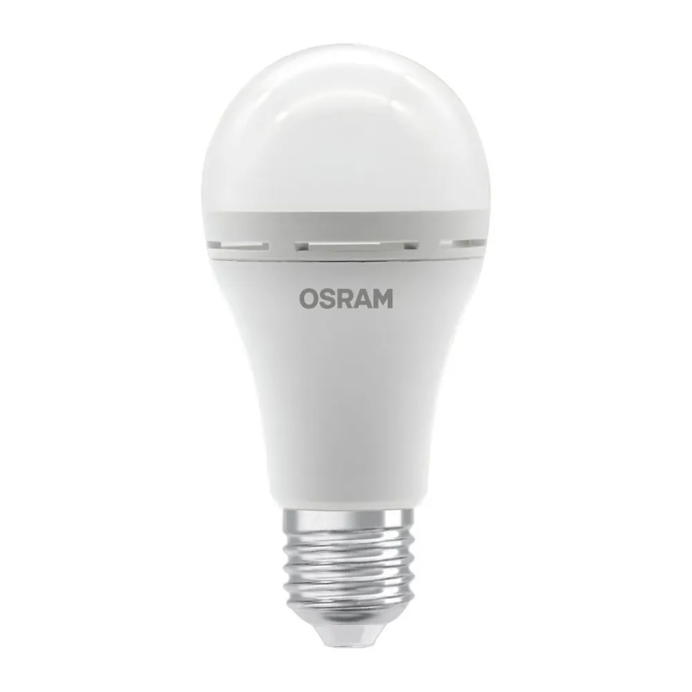 OSRAM Led Pærer>LED-pære E27 8W mat 4000K genopladeligt batteri nødlys