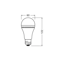 OSRAM Led Pærer>LED-pære E27 8W mat 4000K genopladeligt batteri nødlys