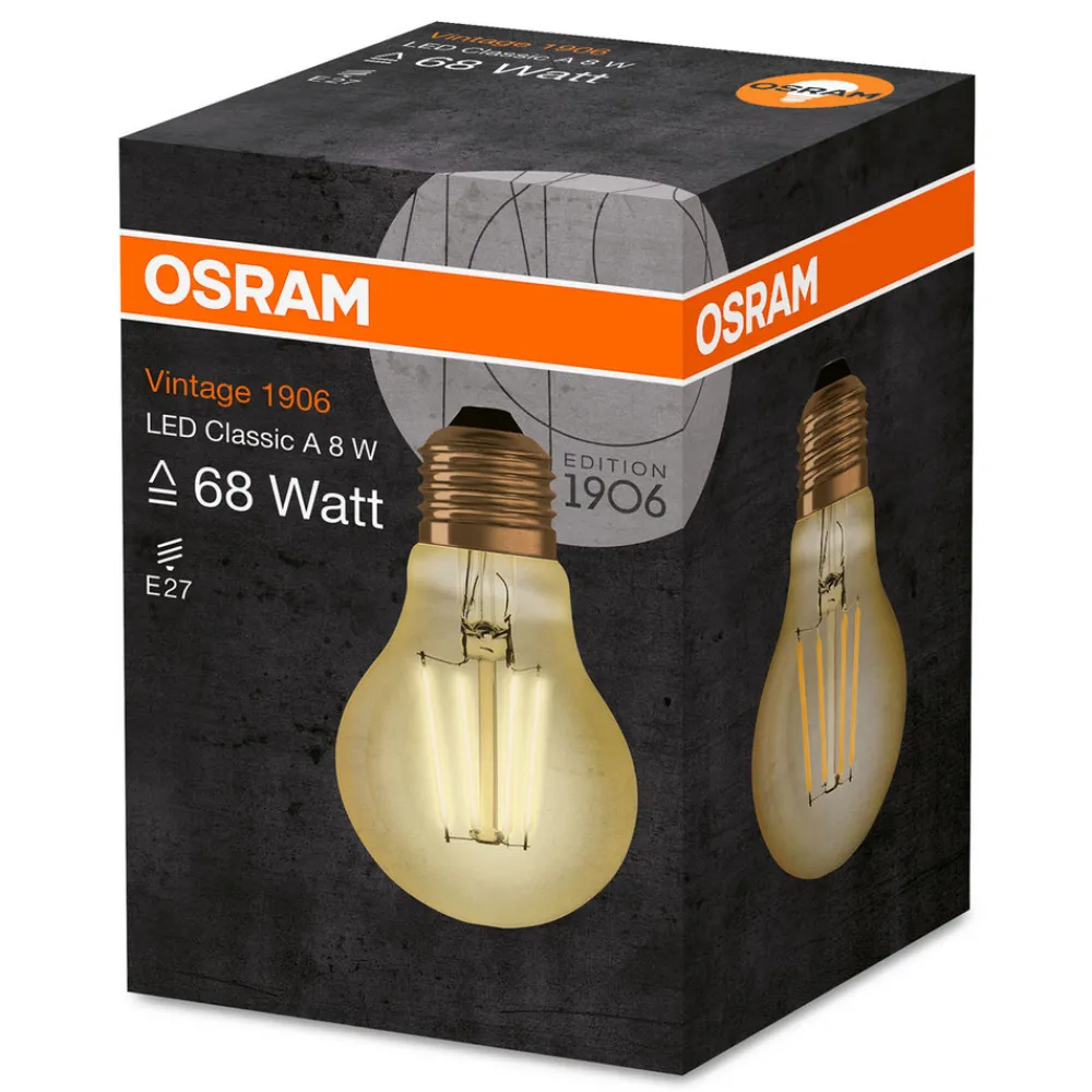 OSRAM Led Pærer>LED-pære E27 8W Vintage Filament 825 guld