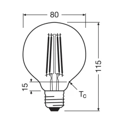 OSRAM Filament Pære>LED-pære Globe G80 E27 2,2W Filament 2,700K