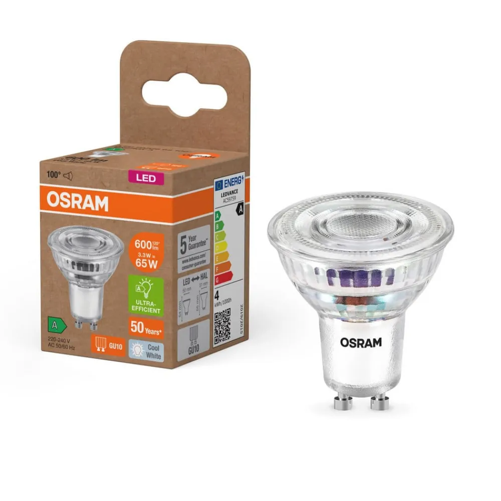 OSRAM Led Pærer>LED-pære PAR16 reflektor GU10 3,3W 100° 4,000K