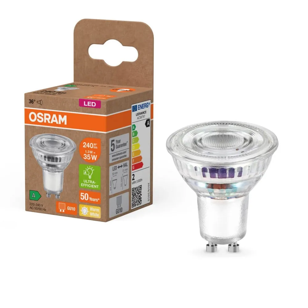 OSRAM Led Pærer>LED-pære PAR16 reflektor GU10 1,3W 36° 2,700K