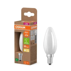 OSRAM Led Pærer>LED-pære stearinlys mat E14 1,2W 2700K 255lm