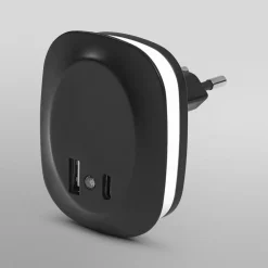 LED-stikkontakt-natlampe LUNETTA EDGE, sort Sensor^OSRAM Clearance