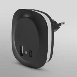 LED-stikkontakt-natlampe LUNETTA EDGE, sort Sensor^OSRAM Clearance