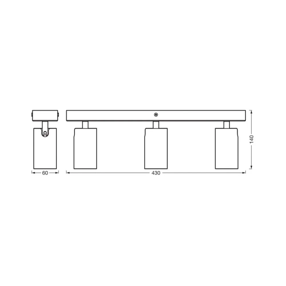 OSRAM loftspot OCTAGON, hvid, 3 lyskilder, GU10-LED 927 dæmpbar