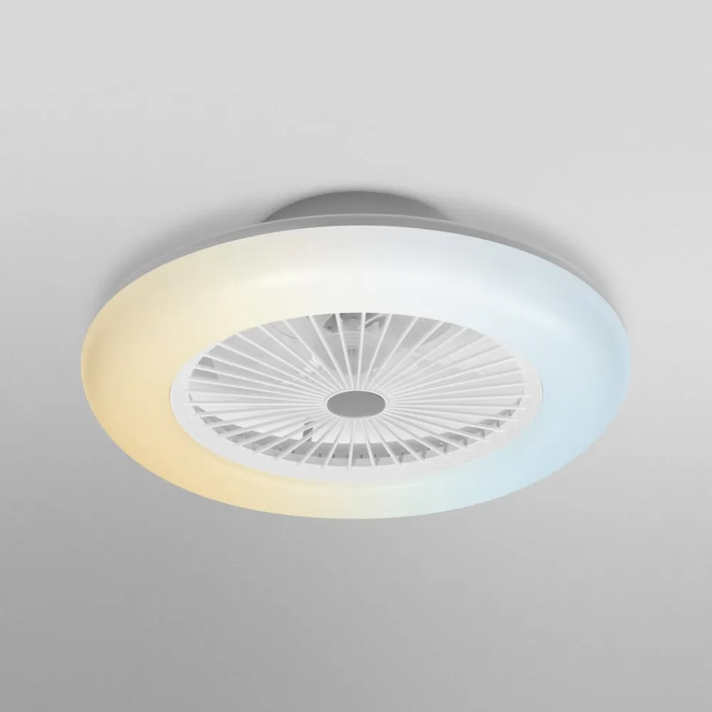 OSRAM SMART+ Loftventilatorer>WiFi LED-loftventilator ROUND hvid, lydsvag, 55 cm