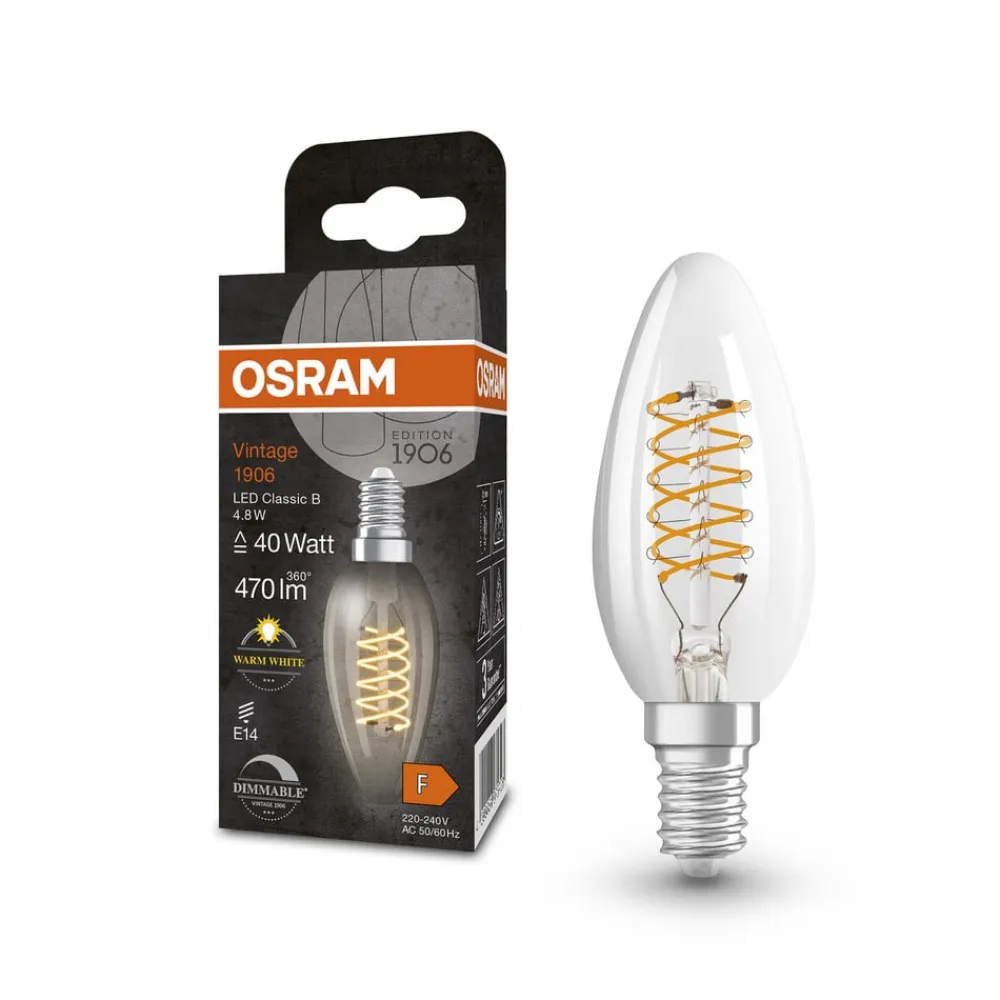 OSRAM Vintage 1906 LED-kerte E14 4,8W 827 klar dim