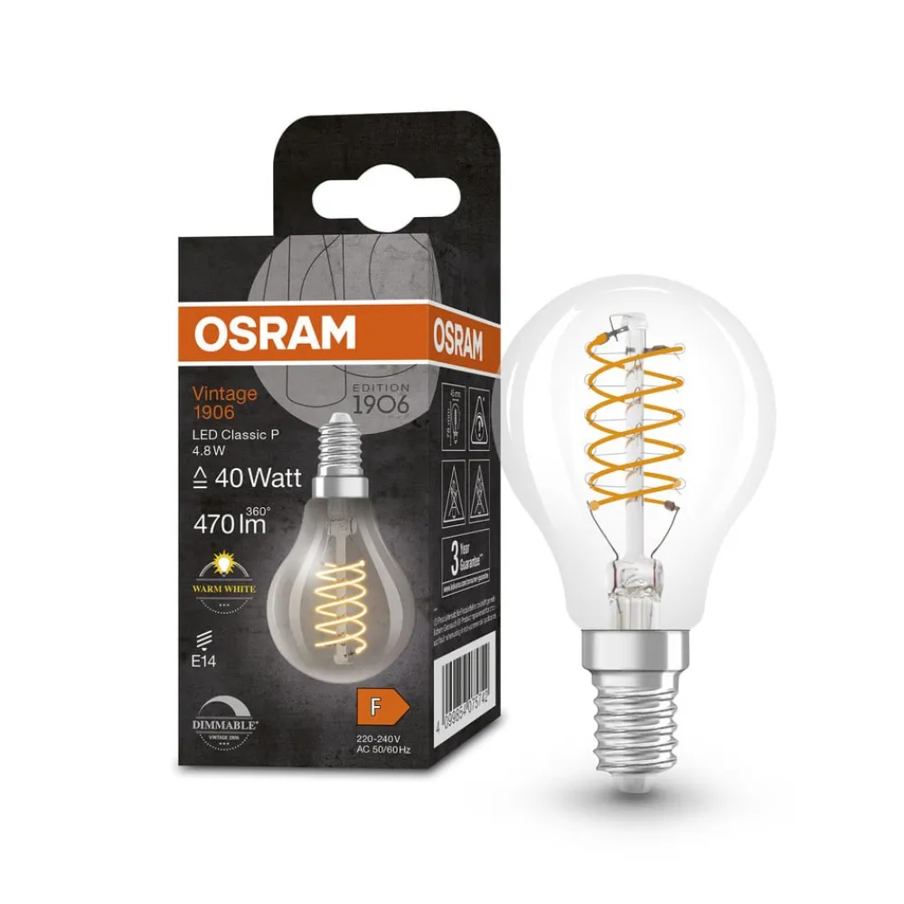 OSRAM Dæmpbar Led-Pære|Filament Pære>Vintage 1906 LED-pære E14 4,8 W 827 klar dim